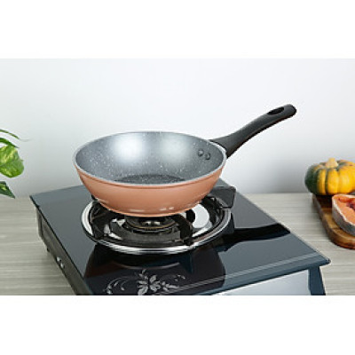 Chảo vân đá   chống dính  đáy từ 30 cm Greencook GCP221-30IH - Hàng Chính Hãng