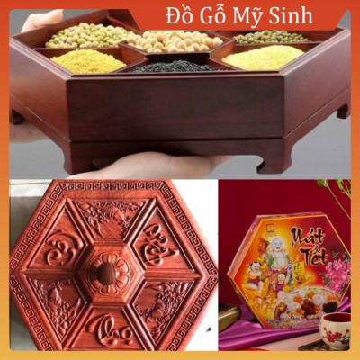 Khay Đựng Bánh Kẹo, Khay Đựng Mứt Tết Phúc Lộc Thọ Bằng Gỗ Hương Cao Cấp, Sang Trọng 