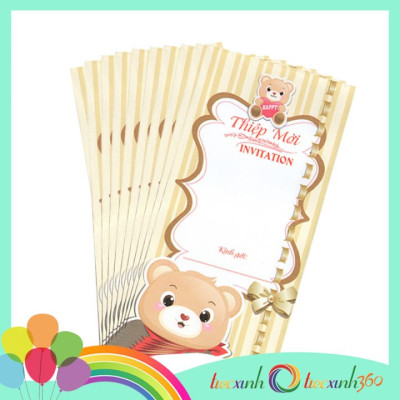 10 bộ thiệp mời hình gấu happy