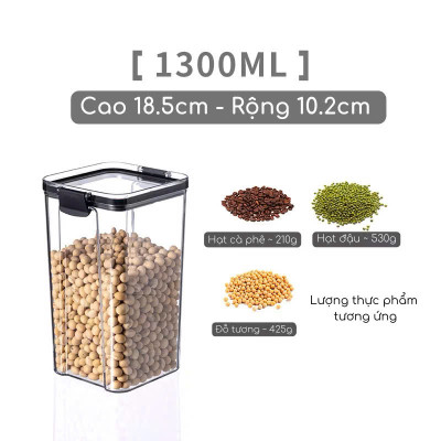 Set 5 Hộp Nhựa Đựng Ngũ Cốc H55, Bánh Kẹo, Thực Phẩm Khô - Hộp Đựng Trong Suốt Nắp Kín Chống Ẩm Cao Cấp - HÀNG CHÍNH HÃNG MINIIN