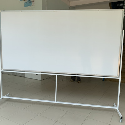 Bảng xoay 2 mặt có chân di động phấn từ và bút lông từ HQ Bavico - trắng+xanh nhiều kích thước