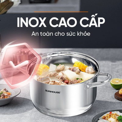 NỒI INOX 3 ĐÁY SUNHOUSE SHG301-32 - Hàng Chính Hãng
