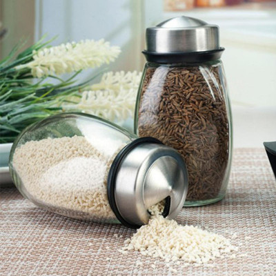 Bộ 6 Lọ Đựng Gia Vị Chất Liệu Thủy Tinh Kèm Đế Xoay 360 Tiện Lợi- TẠo Sang Trọng, Gọn Gàng Cho Căn Bếp