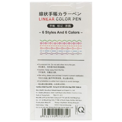 Bộ 6 Bút Đánh Dấu Ghi Chú Họa Tiết Bông Hoa - DM-7008-6
