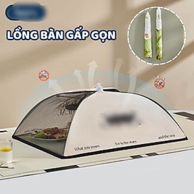 Lồng bàn gấp gọn đậy thức ăn, chất liệu vải polyester bền chắc kích thước 70cm, chống bụi , vô cùng tiện lợi
