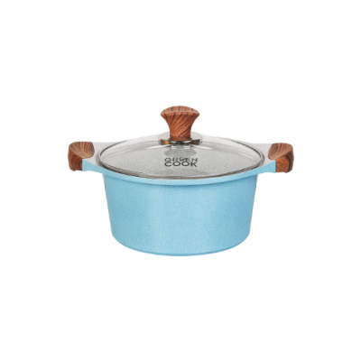 Nồi đúc men đá xanh Sapphire tay cầm chống bỏng 18-20-24cm Green Cook GCS09-24IH - Dùng cho mọi loại bếp - Gian hàng chính hãng greencook
