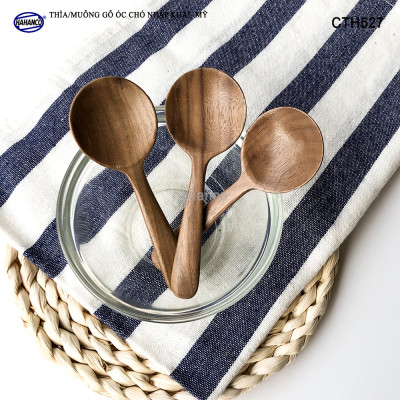 Thìa/Muỗng đầu tròn gỗ Óc Chó (10,5cm) CTH527 - Xúc cafe, gia vị, decor trang trí - An toàn cho sức khỏe