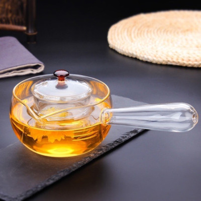 Ấm pha trà, tống trà  thủy tinh có tay  cầm màu gỗ kèm lõi lọc cao cấp - ANTH457