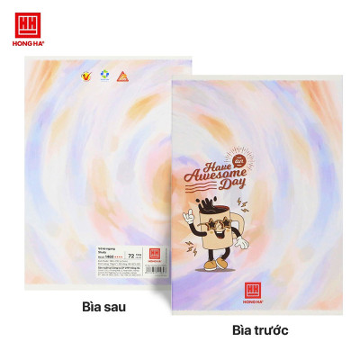 Vở kẻ ngang Hồng Hà 72 trang - May gáy - Studh Moka 1460 định lượng 70 m2 độ sáng 90-92 ISO Khổ vở 180 x 252 mm (Giao bìa ngẫu nhiên)