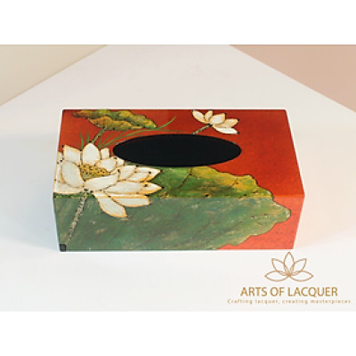 Hộp Đựng Khăn Giấy Sơn Mài Hoa Sen