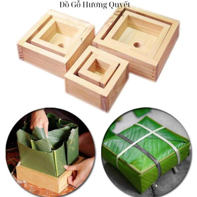 Set 2 khuôn làm bánh chưng thông minh khuôn gỗ tự nhiên