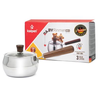 Quánh Inox 3 lớp đúc liền khối miệng rót Kalpen Baby Rinmer size 14cm, bảo hành 5 năm