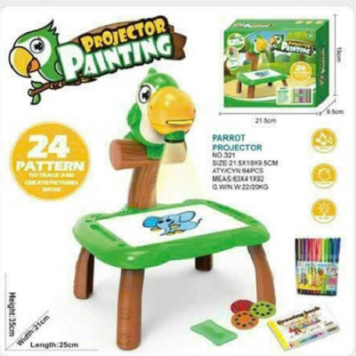 Bàn vẽ đa năng có đèn chiếu thông minh, máy chiếu mini cho bé tập vẽ PROJECTOR PAINTING, Bộ đèn bàn tập vẽ hàng chính hãng KIDTOY