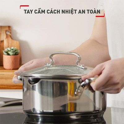 Nồi Inox cao cấp Tefal Duetto Plus (18cm x 2.0L/20cm x 2.9L/22cm x 6.1L/24cm x 5.0L/28cm x 10.0L) - Hàng chính hãng