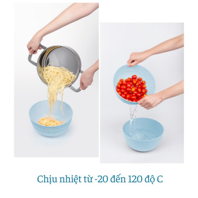 Bộ Thau Rổ Nhựa Đa Năng Cao Cấp Yoko Inochi Nhật Bản - Kháng khuẩn khử mùi đảm bảo an toàn vệ sinh thực phẩm - Chính Hãng ( Tặng kèm khăn lau pakasa)