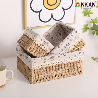 Rổ Mây Đựng Đồ, Giỏ Mây Cắm Hoa ANKAN Thích Hợp Đi Picnic, Đựng Phụ Kiện Chụp Ảnh, Sắp Xếp Đồ Dùng Trong Nhà