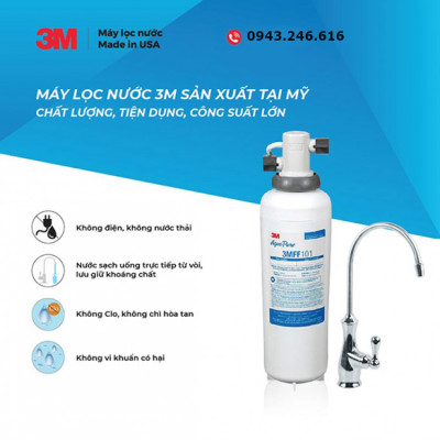 Máy lọc nước 3M FF100 kèm vòi - Hàng nhập khẩu chính hãng Mỹ - Công suất cao, không điện