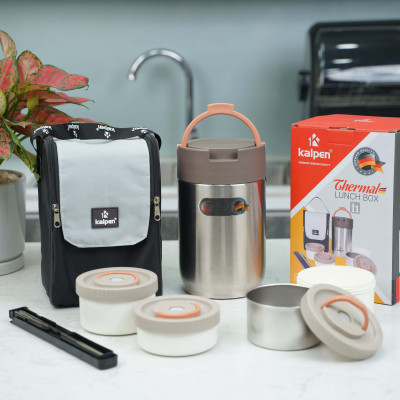 Hộp Cơm Giữ Nhiệt 3 Ngăn Inox Kalpen I1 Thể Tích 2000ml - Hàng chính hãng