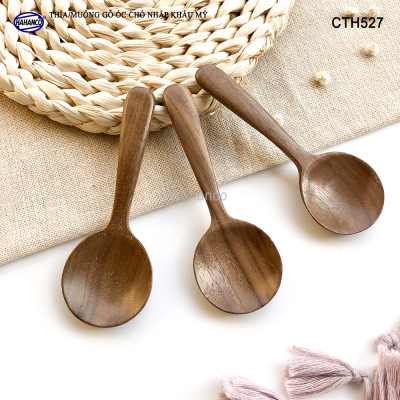 Thìa/Muỗng đầu tròn gỗ Óc Chó (10,5cm) CTH527 - Xúc cafe, gia vị, decor trang trí - An toàn cho sức khỏe