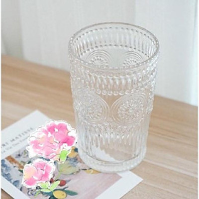 Bộ 6 Ly, Cốc thủy tinh hoạ tiết nổi (Không có viền vàng) - Ly thủy tinh chịu nhiệt