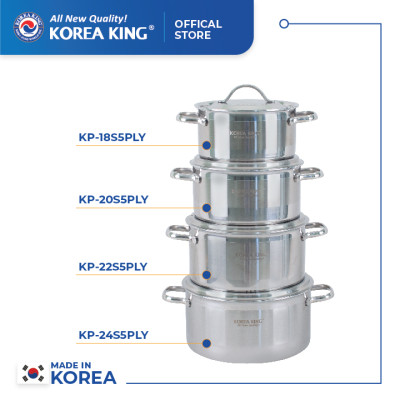 KP-18S5PLY Nồi inox 5 lớp đáy liền Korea King (Nồi, nắp đều bằng inox, đường kính 18cm, dung tích 2L)-Hàng chính hãng