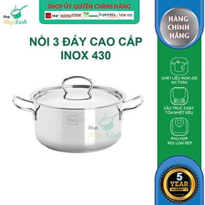 Nồi inox Fivestar 3 đáy bếp từ nắp inox (16cm ) ,tặng 1 muỗng canh