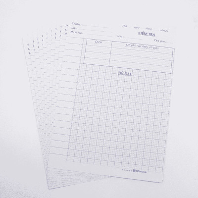 Giấy kiểm tra tiểu học Hồng Hà 4 ô ly vuông khổ 170 x 240mm 10 tờ đôi và 10 tờ đơn -  4964