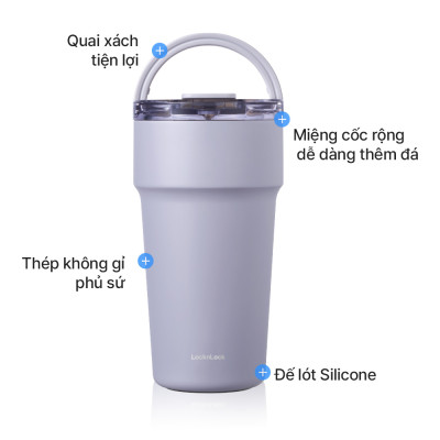 Ly Giữ Nhiệt Locknlock LocknLock LHC4416 710ml, LHC4419 900ml Thép Phủ Sứ, Hàng Chính Hãng, Kèm Ống Hút - JoyMall