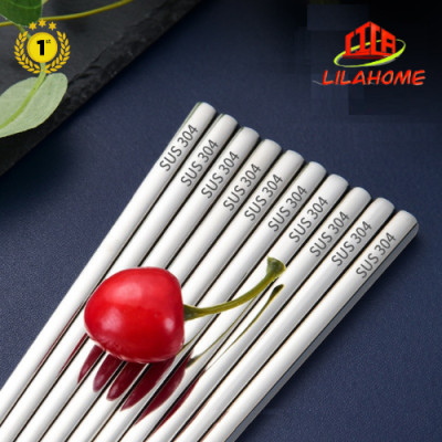 Đũa Inox SUS304 Hàng Cao Cấp - Set 10 Đôi Đũa Inox Mẫu Mới - Hàng Chính Hãng