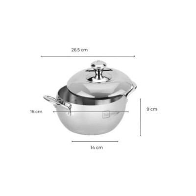 NỒI FIVESTAR INOX 304 LIỀN KHỐI, HÌNH TRÁI TÁO, SIZE 16CM, NẮP INOX; DÙNG ĐƯỢC TRÊN MỌI LOẠI BẾP KỂ CẢ BẾP TỪ.