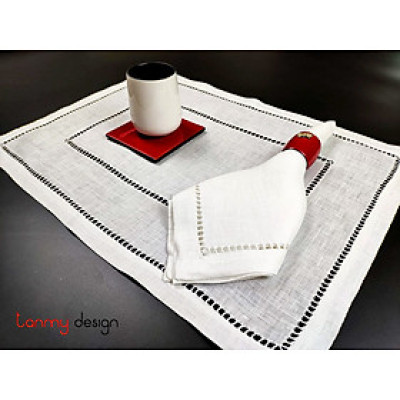 Bộ lót đĩa và khăn ăn linen rua cột