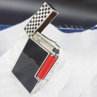 Vỏ Hột Quẹt Bật Lửa Upon D142T Sơn Mài Đen Họa Tiết Caro Trắng Đen Cao Cấp - Dùng Gas Cao Cấp