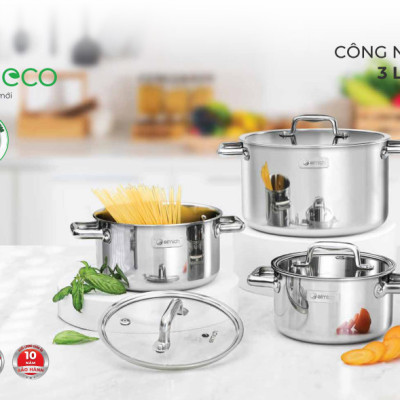 Nồi (Xoong) Inox 3 lớp đáy liền Elmich Tri-max Eco (2353990, 2353991, 2353992, 2353993, 2353994, 2353995, 2353996, 2353997) - Hàng Chính Hãng