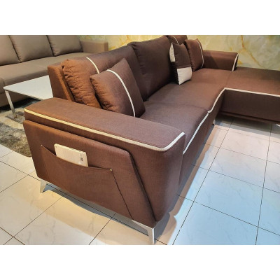Ghế Sô Pha Bọc Vải Bố Kiểu Dáng Hiện Đại_Màu Nâu Phối Viền_Size 2700 x 1600