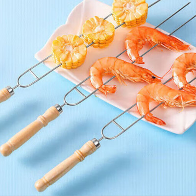 Nĩa nướng thịt, rau củ quả, nĩa nướng thép Suncojia nhỏ gọn, tiện lợi có tay cầm gỗ cách nhiệt