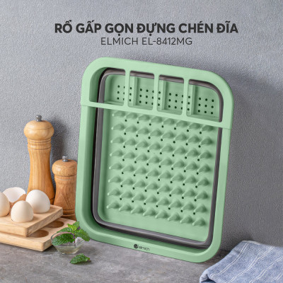 Rổ Đựng Chén Đĩa Gấp Gọn Elmich EL8412, Hàng Chính Hãng, Chất Liệu Nhưạ PP, Có Nhiều Ngăn, Nhanh Ráo Nước - JoyMall