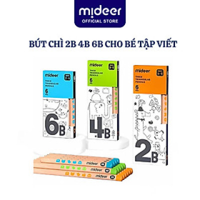 Bút Chì 2B 4B 6B Mideer cho bé tập viết cạnh tam giác Thick Triangular Pencils