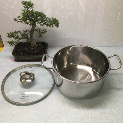 Nồi inox 3 đáy nắp kính Fivestar FSN 24IN1 24cm- Hàng chính hãng