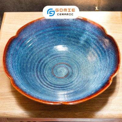 Bát Tô Loe Viền Hoa Xanh Hoả Biến - Bát Tô Loe - Bát Tô Viền Hoa Xanh Đẳng Cấp D21xC9cm