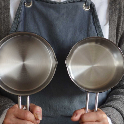 Nồi quấy bột inox có tay cầm Tsubame 1 lít có thang đo bên trong - hàng nội địa Nhật Bản