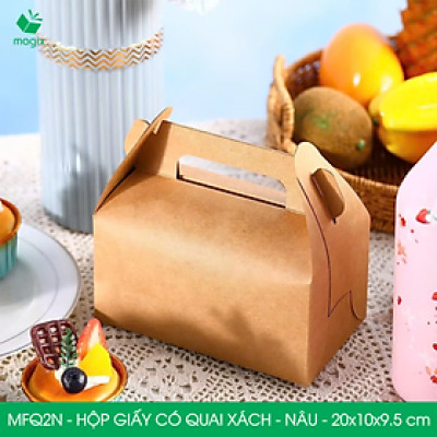 MFQ2N - 20x10x10 cm - 20 hộp giấy kraft có quai xách - Hộp đựng bánh ngọt, hộp quà tặng handmade