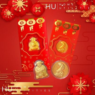 Bao Lì Xì Thần Tài Trang Trí Ngày Tết ất Tỵ, Phong Bao Lì Xì Màu Đỏ Với Hình Thần Tài Mạ Vàng Quà Tặng Tết Nguyên Đán