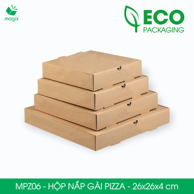 MPZ06 - 26x26x4 cm - 60 Hộp nắp gài pizza đa dụng - Hộp nắp gập, hộp carton gói hàng, hộp quà