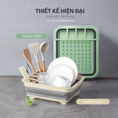 Rổ Đựng Chén Đĩa Gấp Gọn Elmich EL8412, Hàng Chính Hãng, Chất Liệu Nhưạ PP, Có Nhiều Ngăn, Nhanh Ráo Nước - JoyMall