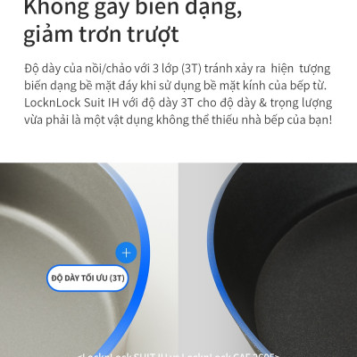Nồi nhôm Lock&Lock chống dính Suit IH 22cm CSU1222PIK - Hàng chính hãng, dùng được bếp từ, tay cầm êm, dẫn nhiệt nhanh - JoyMall