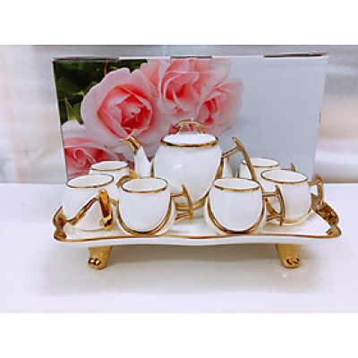 ẤM CHÉN SỨ TRẮNG VIỀN VÀNG