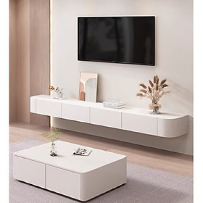 Kệ tivi treo tường bo cong (Lắp sẵn) cánh lậtCAO CẤP  Kệ decor thiết kế cánh lật toàn bộ gỗ MDF l