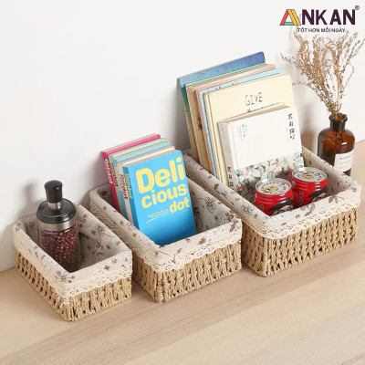 Rổ Mây Đựng Đồ, Giỏ Mây Cắm Hoa ANKAN Thích Hợp Đi Picnic, Đựng Phụ Kiện Chụp Ảnh, Sắp Xếp Đồ Dùng Trong Nhà