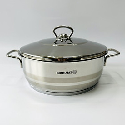 Nồi Inox 304 Korkmaz 24 cm thân thấp A2020 - Thổ Nhĩ Kỳ - Hàng Chính Hãng