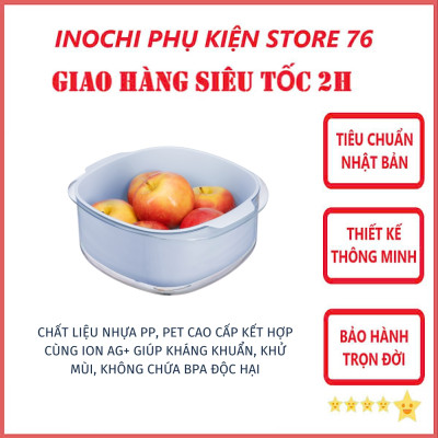 Bộ Thau Rỗ Vuông YOKO 23-27cm Sản Xuất Theo Tiêu Chuẩn Nhật Bản Công nghệ ion Ag+ giúp kháng khuẩn khử mùi - Chính hãng INOCHI ( Tặng kèm khăn lau PaKaSa)